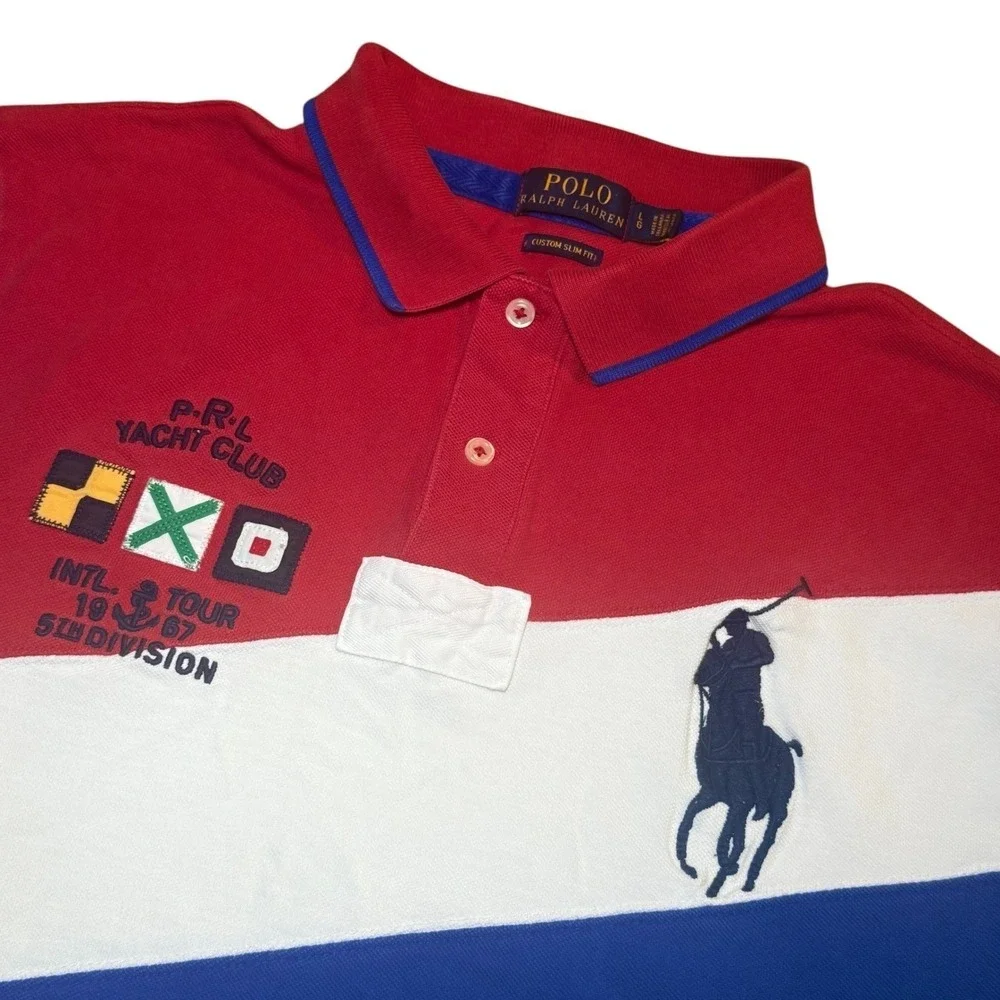 Polo Ralph Lauren 1967 Yacht Club Big Pony Polo Shirt Mens Large Custom Slim Fit
